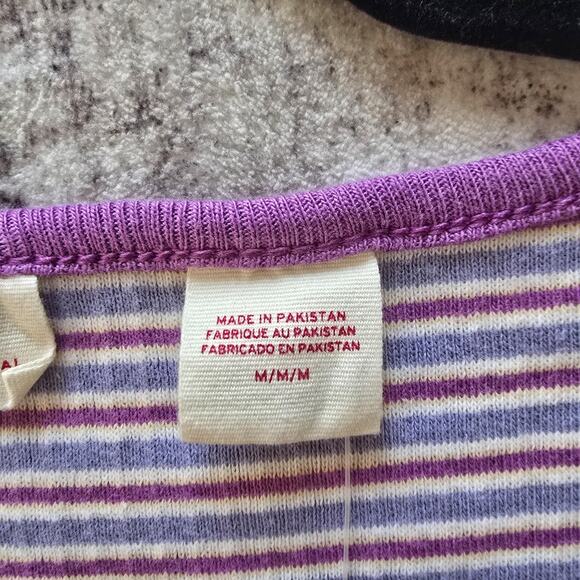 Levi's Shirt Womens Medium Purple Striped The Ribbed Tee Slim Fit Button Front - Picture 4 of 10